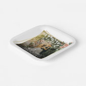 Begrüßung Party Rosa Blütengoldene Rahmen Hochzeit Pappteller (Gewinkelt)