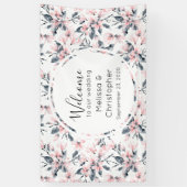 Begrüßung Pink & Gray Blumenmuster Banner (Vertikal)