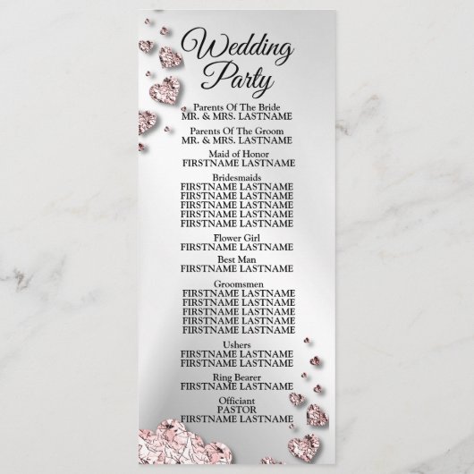 Begrüßung Pink Peach Shiny Hearts Geometric Programm (Rückseite)