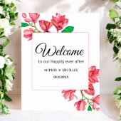 Begrüßung Pink White Floral Wedding Sign Poster