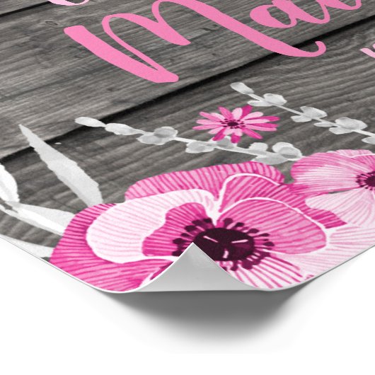 Begrüßung Plakat Elefant Rustikal rosa Blütenblüte (Ecke)