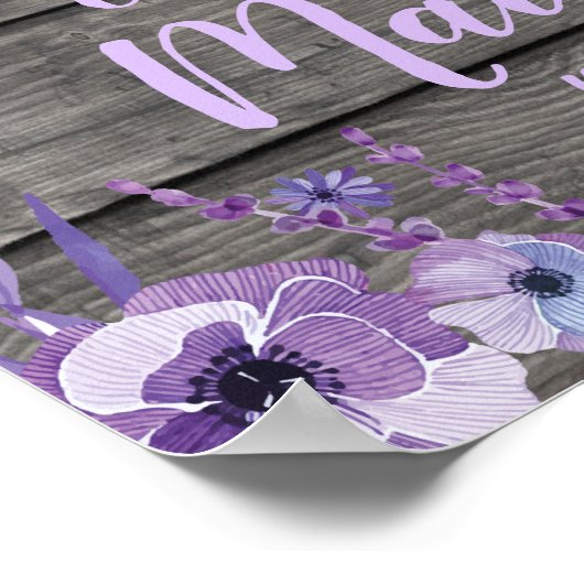 Begrüßung Plakat Elefant Rustikale Lila Blüte (Ecke)