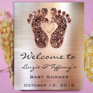 Begrüßung Poster Rose Feet Baby Dusche Glitzer