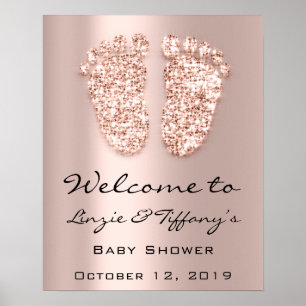 Begrüßung Poster Rose Feet Baby Shower Girl Boy