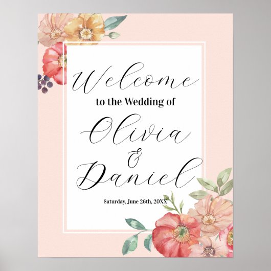 Begrüßung Poster Zeichenfarbe Florals (Vorne)