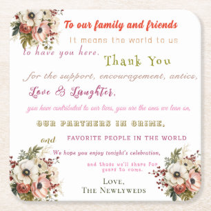 Begrüßung Rechteckiger Pappuntersetzer