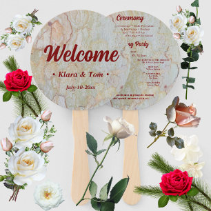 Begrüßung rustikaler Naturdesign Hochzeitsprogramm Fächer