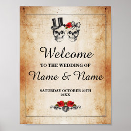 Begrüßung Rustikaler Skull Halloween-Begeisterung Poster