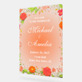 Begrüßung Schild rot-orange Blumengestein boho (Winkel)