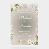 Begrüßung Sign boho weiße grüne Olivenbäume Acrylschild (Vorderseite)