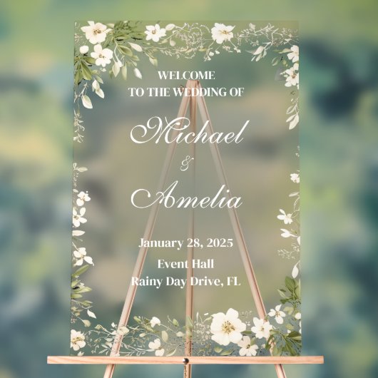 Begrüßung Sign boho weiße grüne Olivenbäume Acrylschild (Neutral)