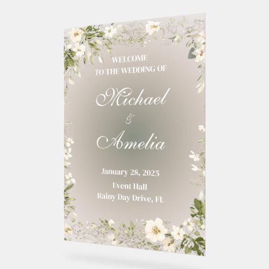 Begrüßung Sign boho weiße grüne Olivenbäume Acrylschild (Winkel)