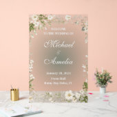 Begrüßung Sign boho weiße grüne Olivenbäume Acrylschild (Hochzeit)