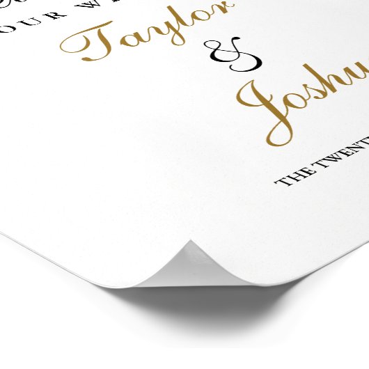 Begrüßung Sign Gold Blumenblätter Wasserfarbe Poster (Ecke)