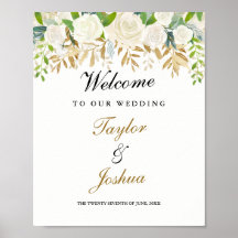 Begrüßung Sign Gold Blumenblätter Wasserfarbe