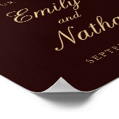 Begrüßung Sign Vintages Gold Burgund Floral Poster (Ecke)