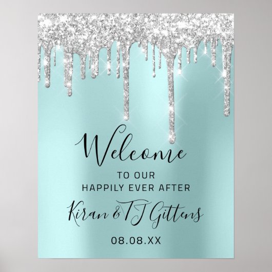 Begrüßung Silver Gray Tropfen Event Poster (Vorne)