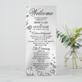 Begrüßung Silver Hearts Gray Elegante Rustikal Programm (Stehend Vorderseite)