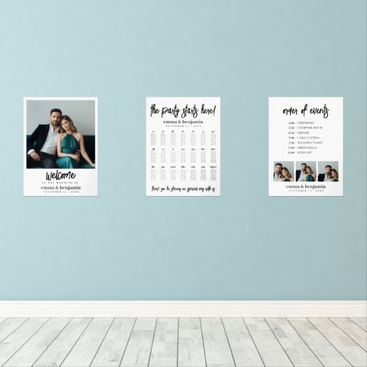 Begrüßung - Sitzplan - Veranstaltungsorderung Bilderwand Sets (Holzboden)