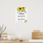 Begrüßung Sonnenblumen Grünzeichen Poster (Küche)