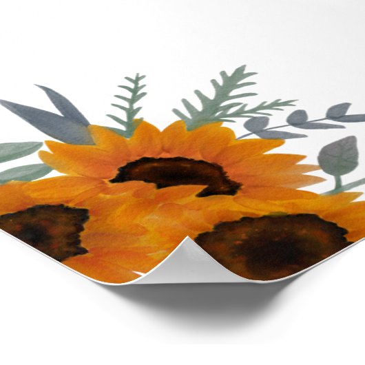 Begrüßung Sonnenblumengrün Poster (Ecke)