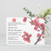 Begrüßung Spring Sakura Double Happiness Wedding© Einladung (Stehend Vorderseite)