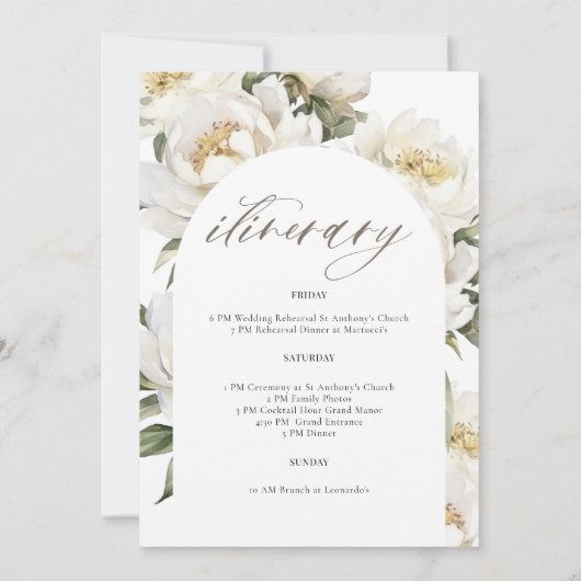 Begrüßung und Ausflug White Peony Einladung (Rückseite)