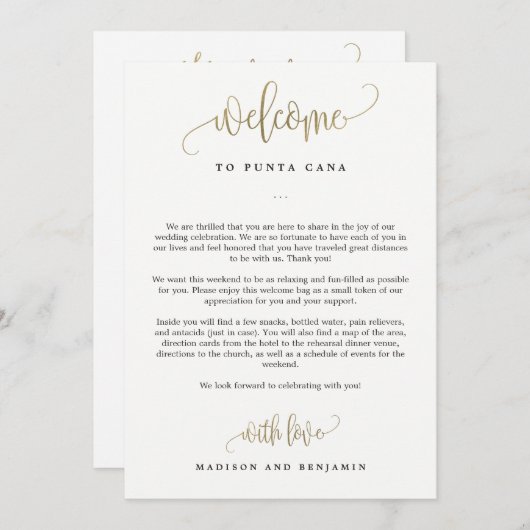 Begrüßung und Imitate mit Fahrkarte Gold Einladung (Vorne/Hinten)