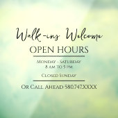 Begrüßung und Öffnungszeiten für Geschäftsleute Fensteraufkleber (Blatt 3)