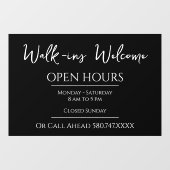 Begrüßung und Öffnungszeiten für Geschäftsleute Fensteraufkleber (Blatt)