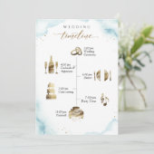 Begrüßung und Timeline-Karte von Dusty Blue Weddin (Stehend Vorderseite)