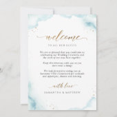 Begrüßung und Timeline-Karte von Dusty Blue Weddin (Rückseite)