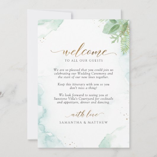 Begrüßung und Zeitkarte mit Grün (Rückseite)