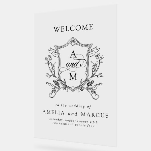 Begrüßung Vintager Wappen Acrylschild (Winkel)