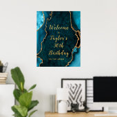 Begrüßung von aquamarinen und Gold Agate zum Gebur Poster (Heimbüro)