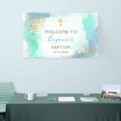 Begrüßung von Aquarellblau und Gold Banner (Messeveranstaltung)