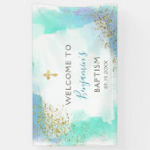 Begrüßung von Aquarellblau und Gold Banner (Vertikal)