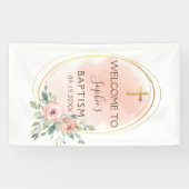 Begrüßung von Aquarellpinken und Goldtaufe Banner (Horizontal)