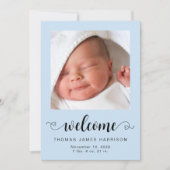 Begrüßung von Baby Boy Fotos Geburtserklärung Ankündigung (Vorderseite)