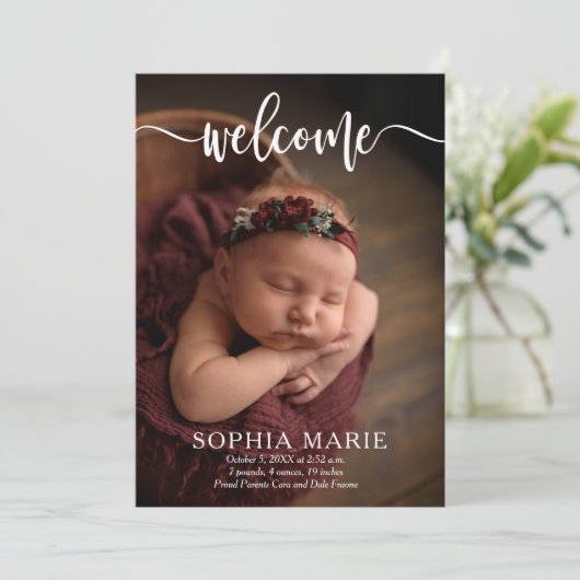 Begrüßung von Baby Foto Geburtshinweisen (Stehend Vorderseite)