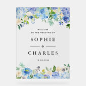 Begrüßung von Blue Hydrangea und White Anemone Acrylschild (Vorderseite)