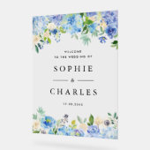 Begrüßung von Blue Hydrangea und White Anemone Acrylschild (Winkel)