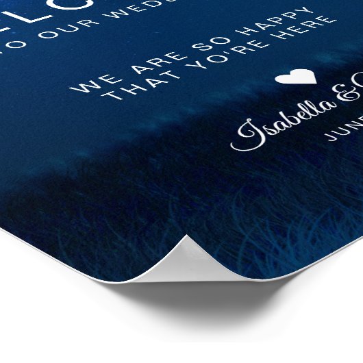 Begrüßung von Blue Night & Silver String Lights Poster (Ecke)