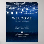 Begrüßung von Blue Night & Silver String Lights Poster (Vorne)