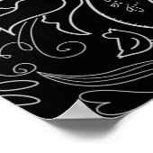 Begrüßung von Blumen in Silber und Schwarz Poster (Ecke)