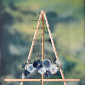 Begrüßung von Blumen und Navy Acrylschild (Neutral)