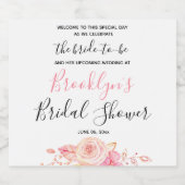 Begrüßung von Blumenschrift-Brautparty Schaumweinetikett (Einzelnes Label)