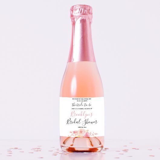 Begrüßung von Blumenschrift-Brautparty Schaumweinetikett