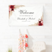 Begrüßung von Burgund-Rose und Pampas-Gras Banner (Insitu)