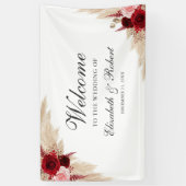 Begrüßung von Burgund-Rose und Pampas-Gras Banner (Vertikal)